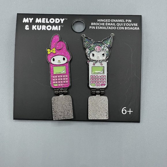 Loungefly My Melody & Kuromi Glitter Phones Enamel Pin Set - Picture 3 of 4